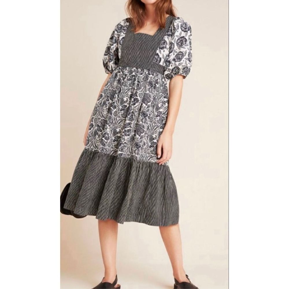 Anthropologie Adrienne Flounced Dress Size 2